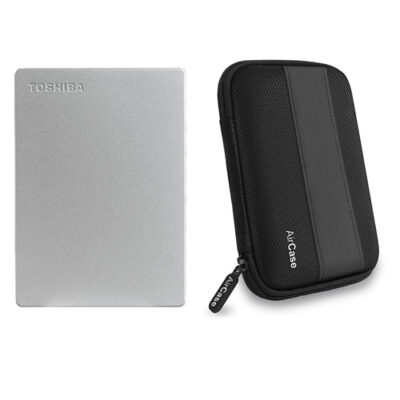 TOSHIBA Canvio Slim 1TB USB 3.0 External Hard Drive (Silver) with Case